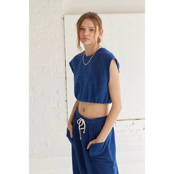 Urban Outfitters Out From Under Taylor Blue Varsity Lounge Top Vest SZ‎ XS - Picture 1 of 9